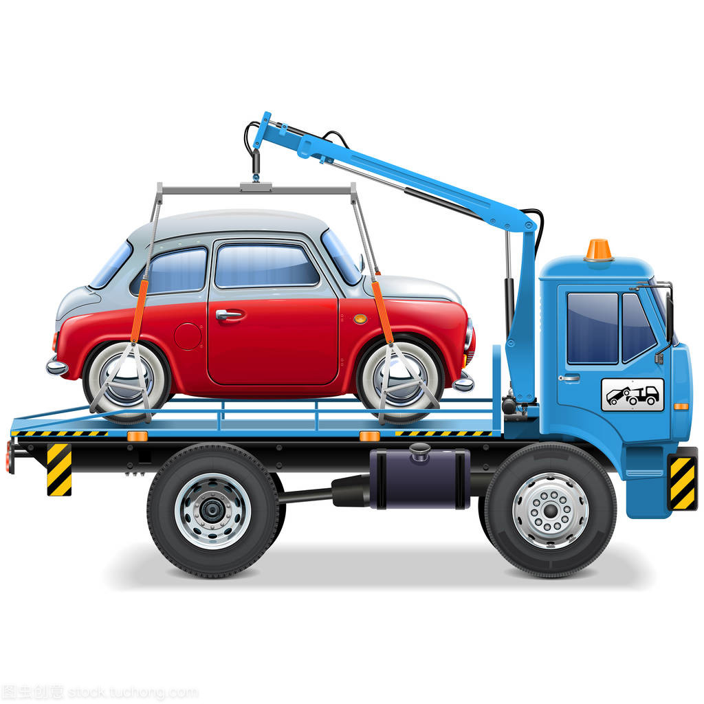 白色背景下的汽車(chē)隔離與矢量拖車(chē)設(shè)計(jì)